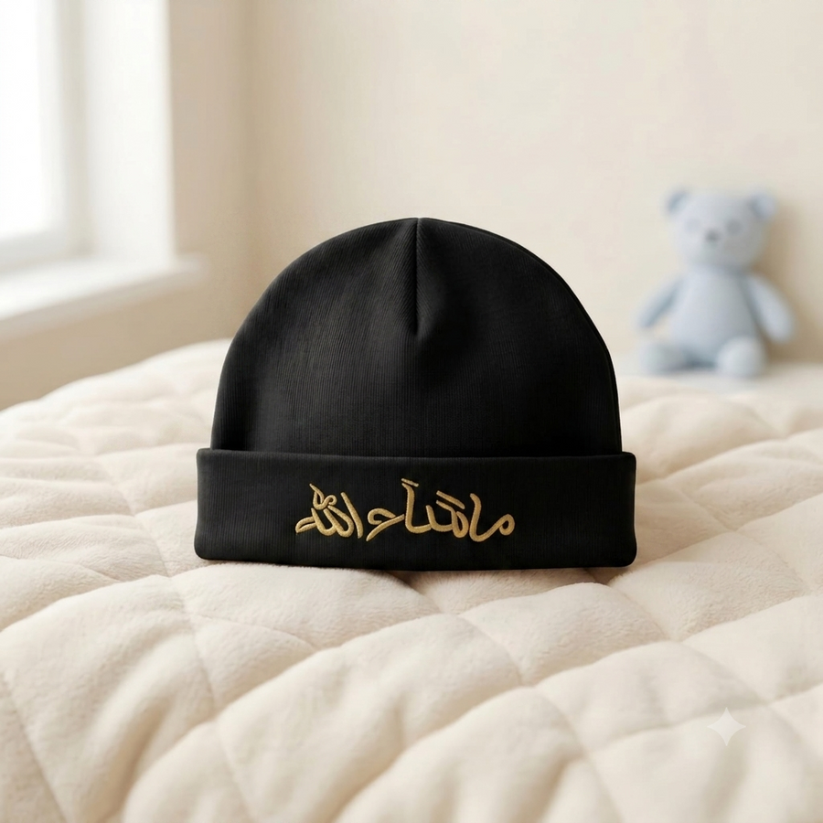 Chunzo Kids Pack of 2 "Mashallah" Embroidered Baby Caps