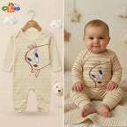 Little Tweet Luxury Baby Romper | Cream & Yellow Striped Onesie – Chunzo Kids