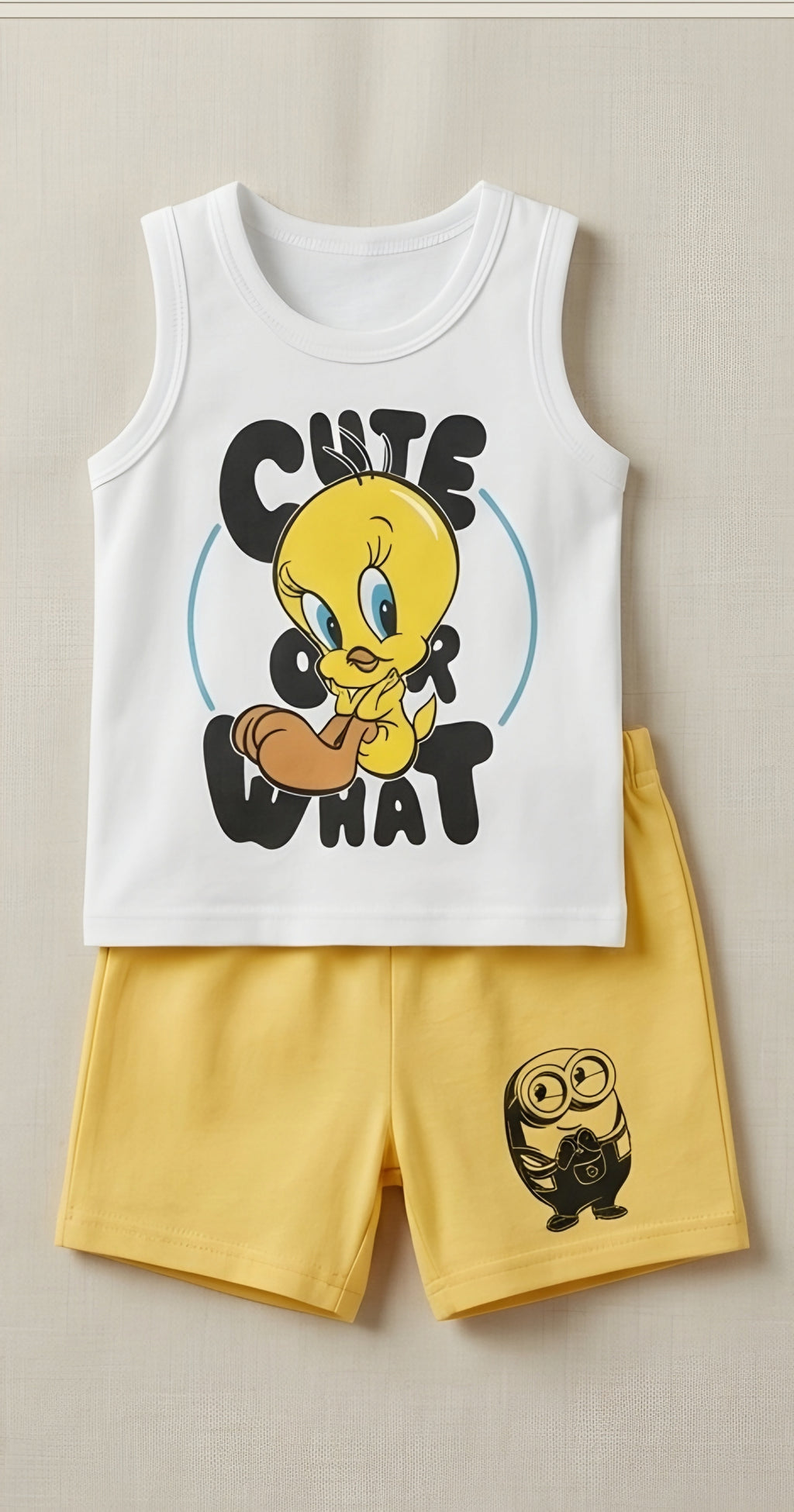 Cute Cartoon Kids Summer Co-Ord Set | Sleeveless T-Shirt & Shorts | CHUNZO Kids