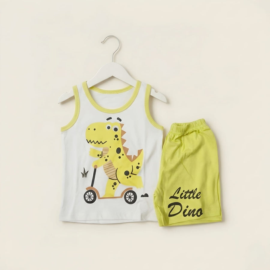 Baby Boy "Little Dino" Scooter Tank Top & Shorts Set | Summer Playwear