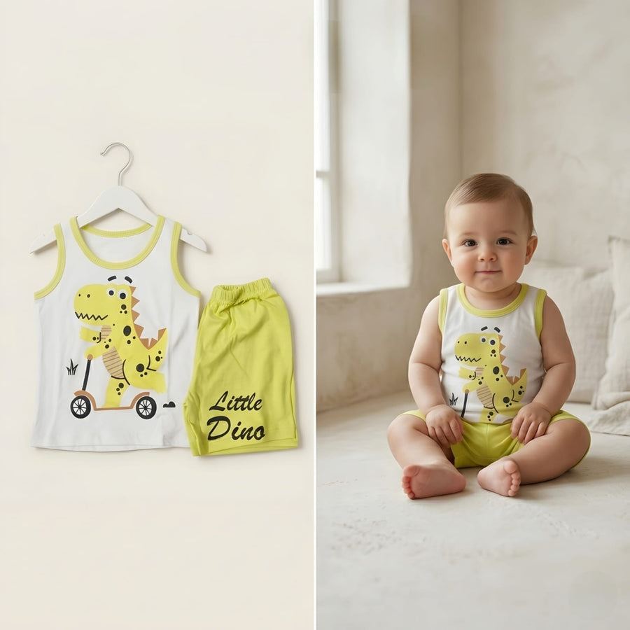 Baby Boy "Little Dino" Scooter Tank Top & Shorts Set | Summer Playwear