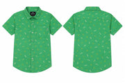 Boys 14th August Green Printed Cotton Half Sleeve Shirt