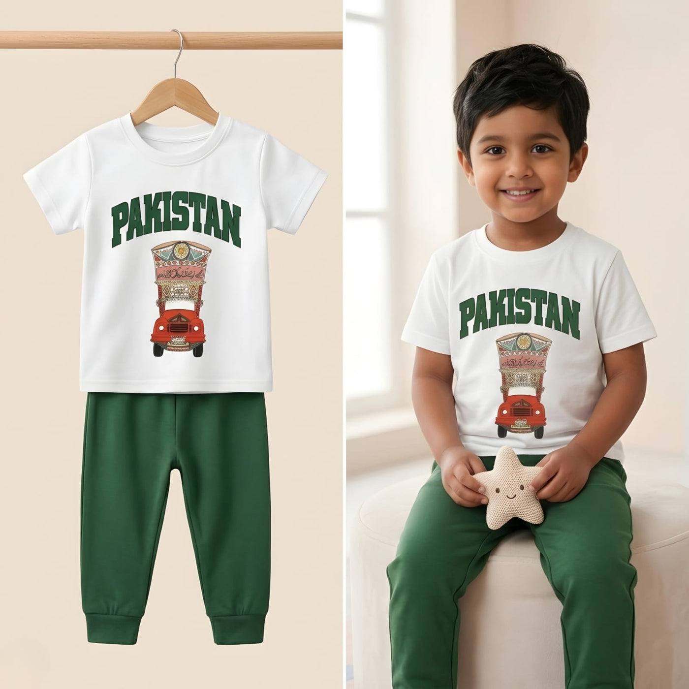 Little Patriots Pakistan Truck Art Kids Co-ord Set