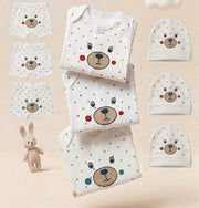 Cuddly Bear Polka Dot  & I ❤️ Mom Dad 3-Piece Baby Set (Shirts, Shorts & Beanie)