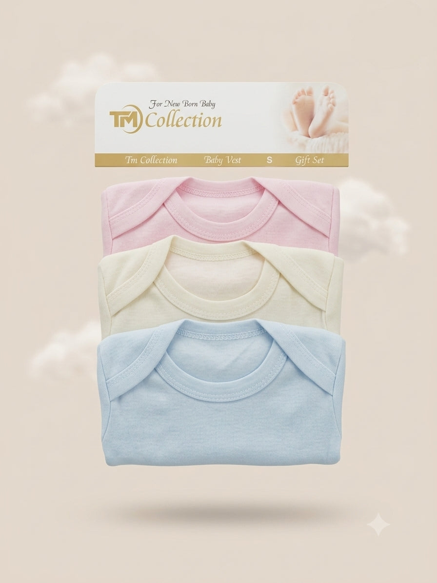 Newborn Essential Cotton Baby Vest Set (Pack of 3)