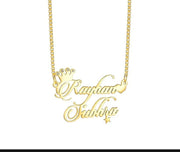 Custom Crown & Star Double Name Necklace – Gold Plated