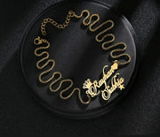 Custom Crown & Star Double Name Necklace – Gold Plated