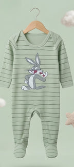 GreenSnuggle Bunny Romper | Mint Green Baby Streetwear – Chunzo Kids