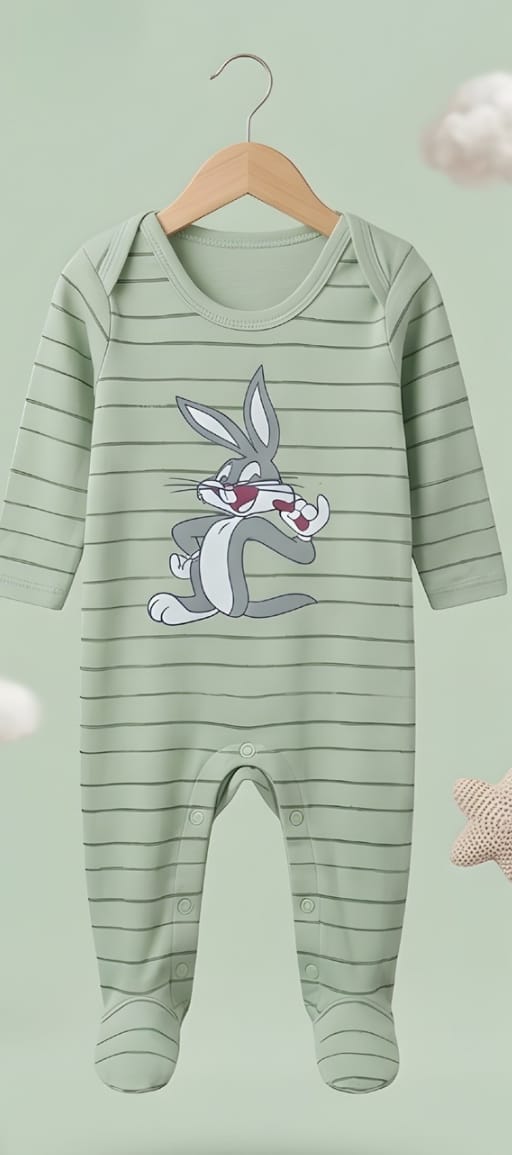 GreenSnuggle Bunny Romper | Mint Green Baby Streetwear – Chunzo Kids