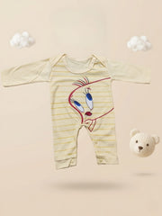 Little Tweet Luxury Baby Romper | Cream & Yellow Striped Onesie – Chunzo Kids