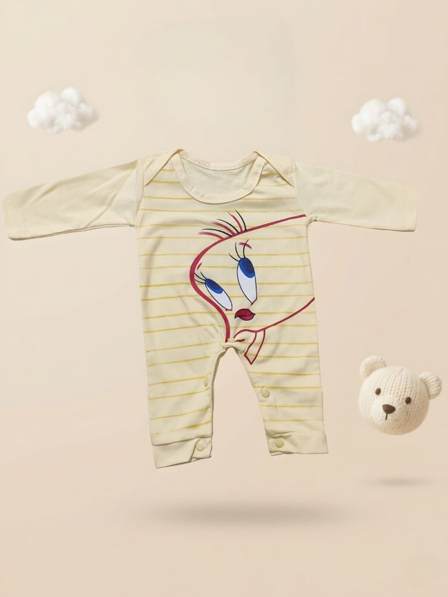 Little Tweet Luxury Baby Romper | Cream & Yellow Striped Onesie – Chunzo Kids Main Image