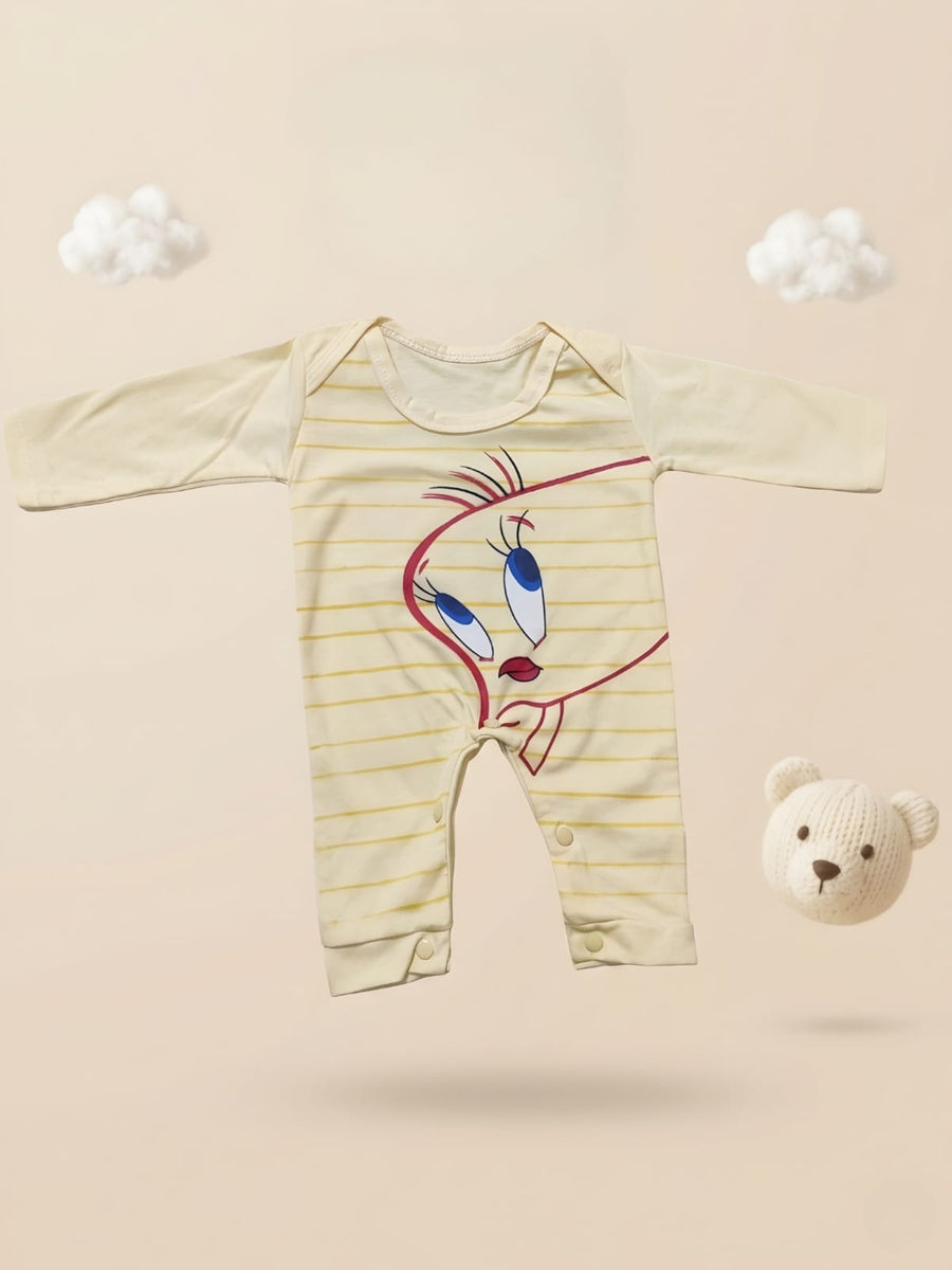 Little Tweet Luxury Baby Romper | Cream & Yellow Striped Onesie – Chunzo Kids