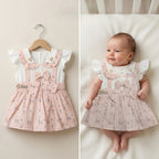 Baby Girl "Princess" Floral Suspender Dress Set | Elegant Flutter Sleeve Party Dress