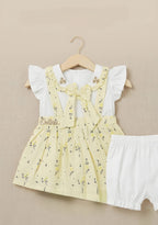 Baby Girl "Princess" Floral Suspender Dress Set | Elegant Flutter Sleeve Party Dress