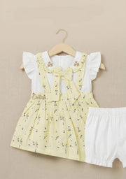 Baby Girl "Princess" Floral Suspender Dress Set | Elegant Flutter Sleeve Party Dress