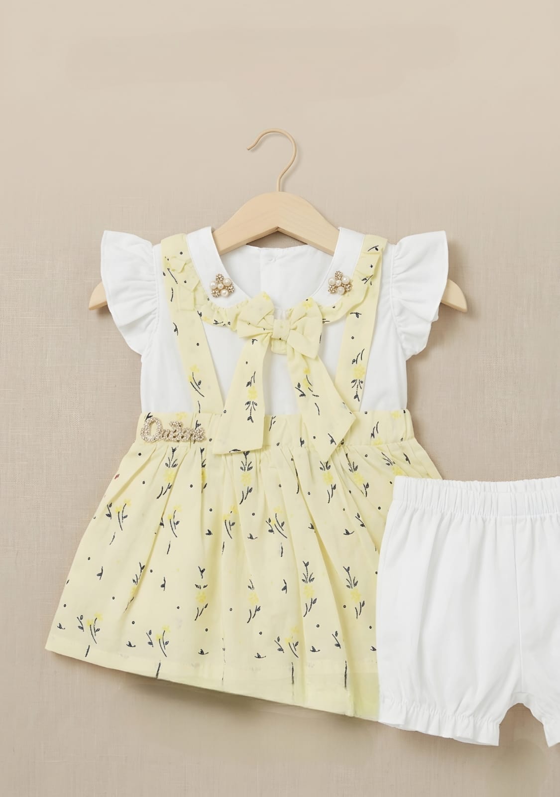 Baby Girl "Princess" Floral Suspender Dress Set | Elegant Flutter Sleeve Party Dress