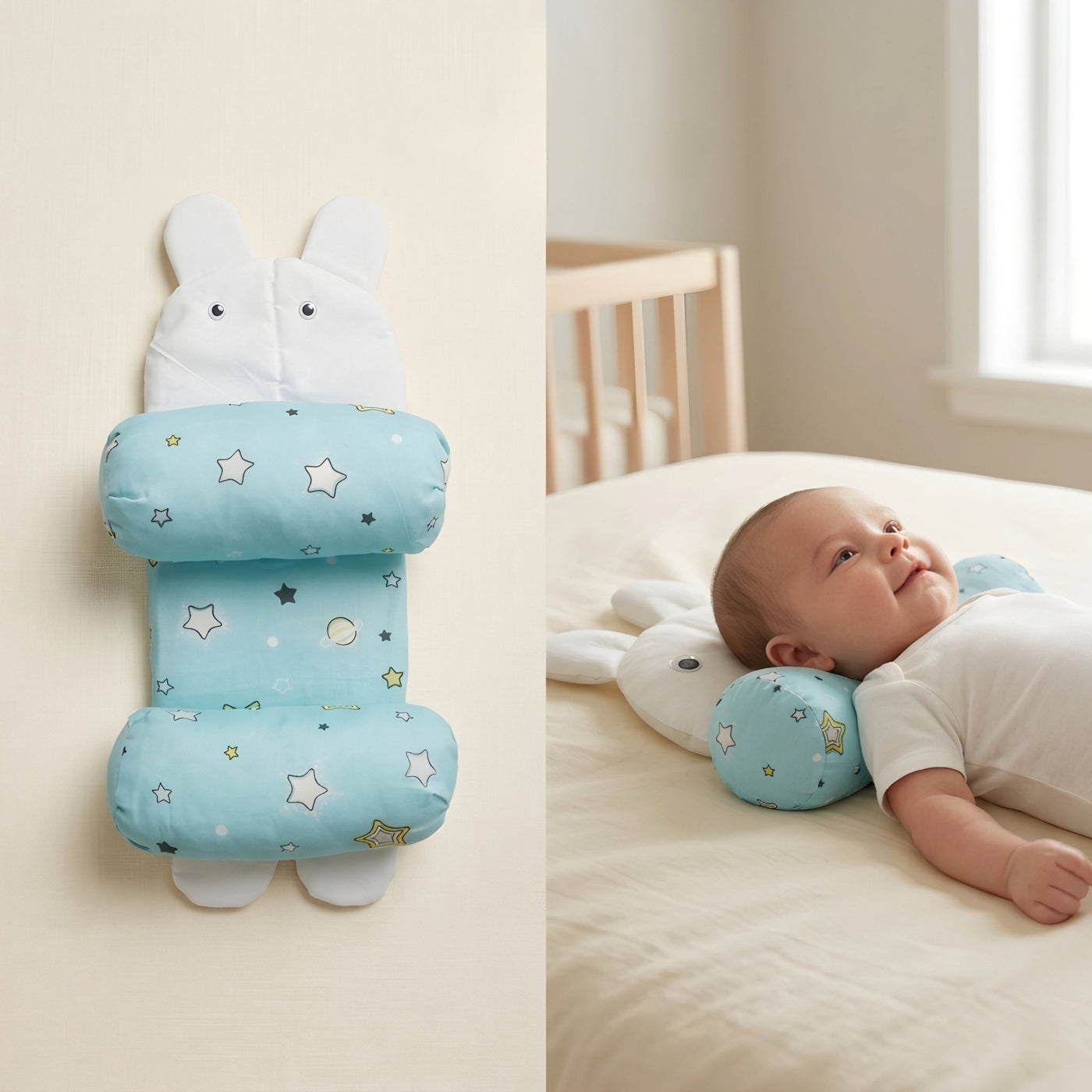 Chunzoo Kids Premium Anti-Roll & Head-Shaping Bunny Pillow