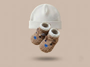 My First Masha'Allah Gift Set – Embroidered Cap & Animal Booties (0–3M)