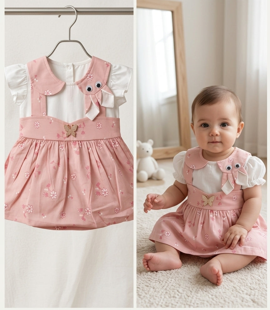 Baby Girl "Princess" Floral Suspender Dress Set | Elegant Flutter Sleeve Party Dress