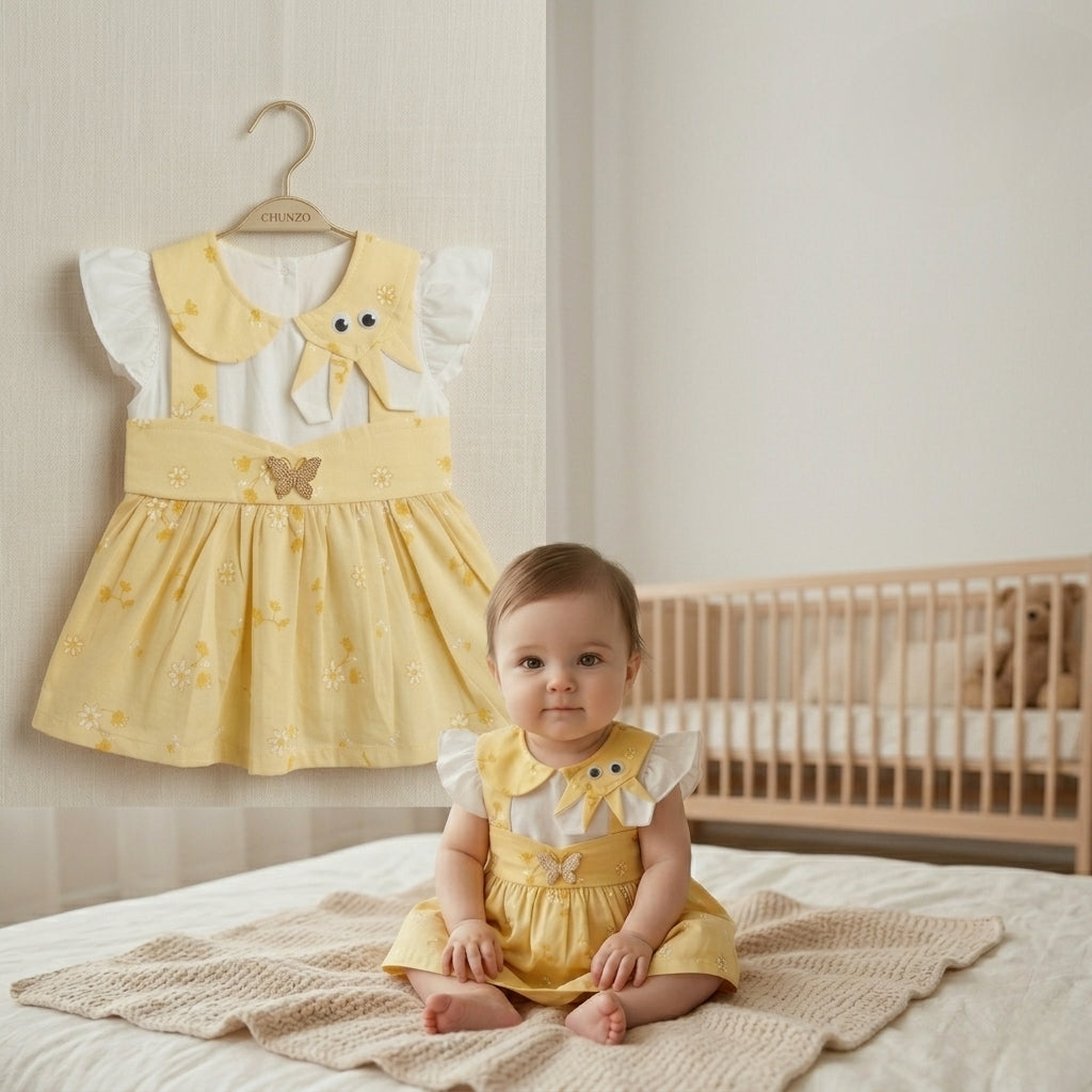 Baby Girl "Princess" Floral Suspender Dress Set | Elegant Flutter Sleeve Party Dress