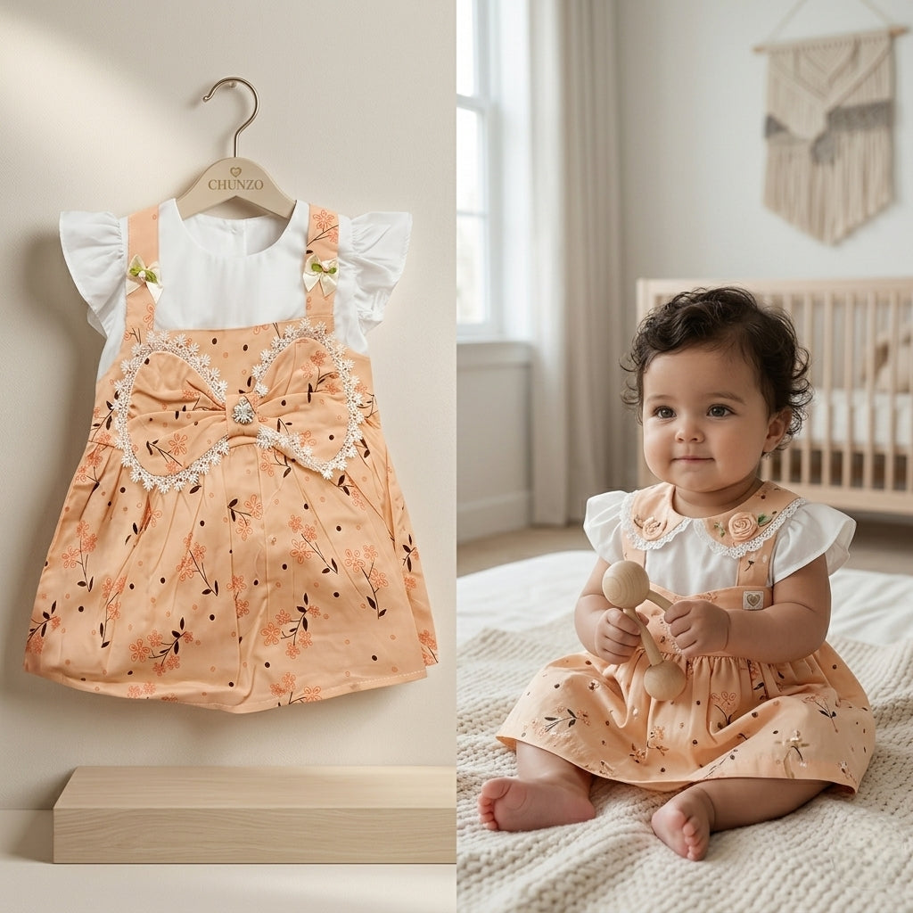 Baby Girl "Princess" Floral Suspender Dress Set | Elegant Flutter Sleeve Party Dress